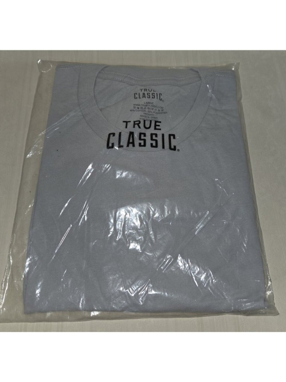 True Classic Glacier Gray Short Sleeve Crew Neck Shirt  Men Size Large